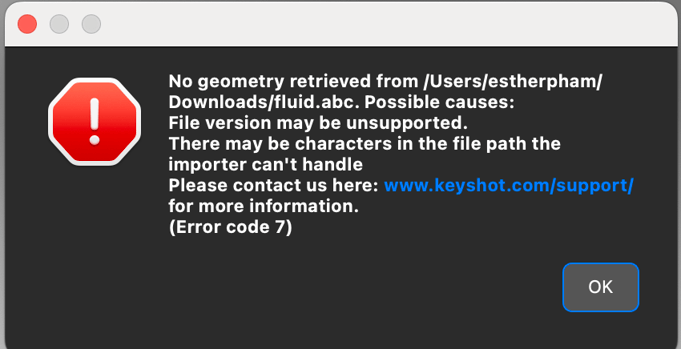 Error: "No geometry retrieved" "Error Code 7"